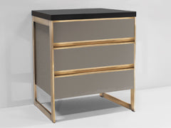 Avento Closed Nightstand-Antique Brass and Ottawa Beige Fenix