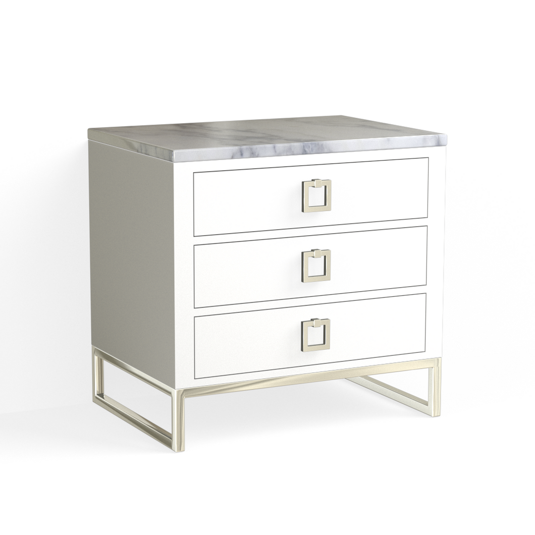 Edwin Closed Nightstand-Polished Nickel and White
