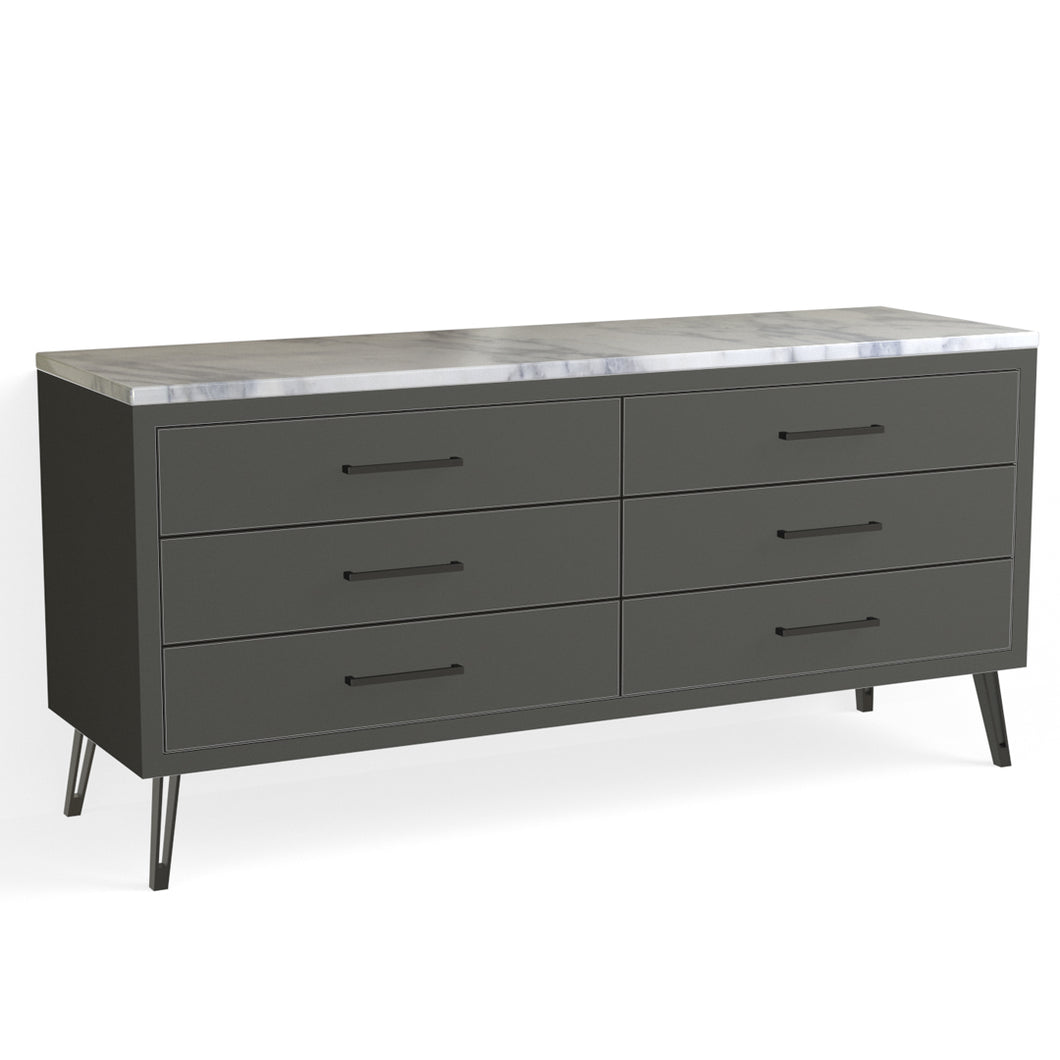 Josie 6 Drawer Dresser-Matte Black and Harbor Grey