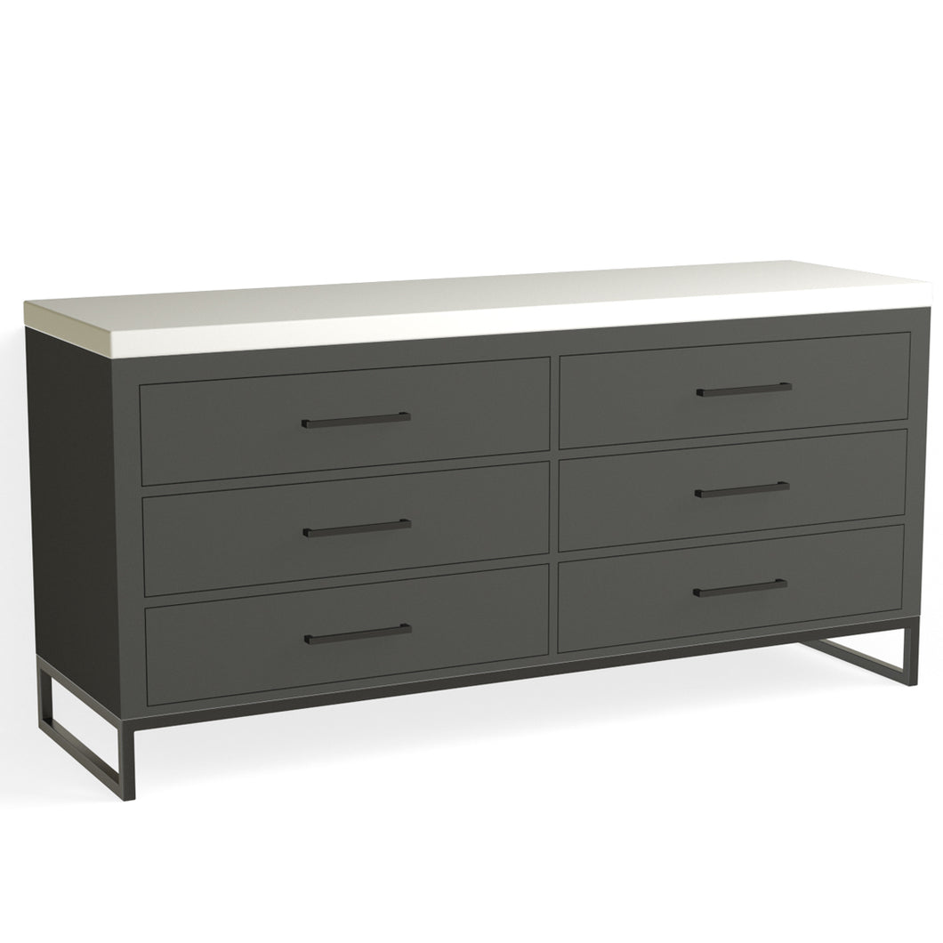 Edwin 6 Drawer Dresser-Matte Black and Harbor Grey