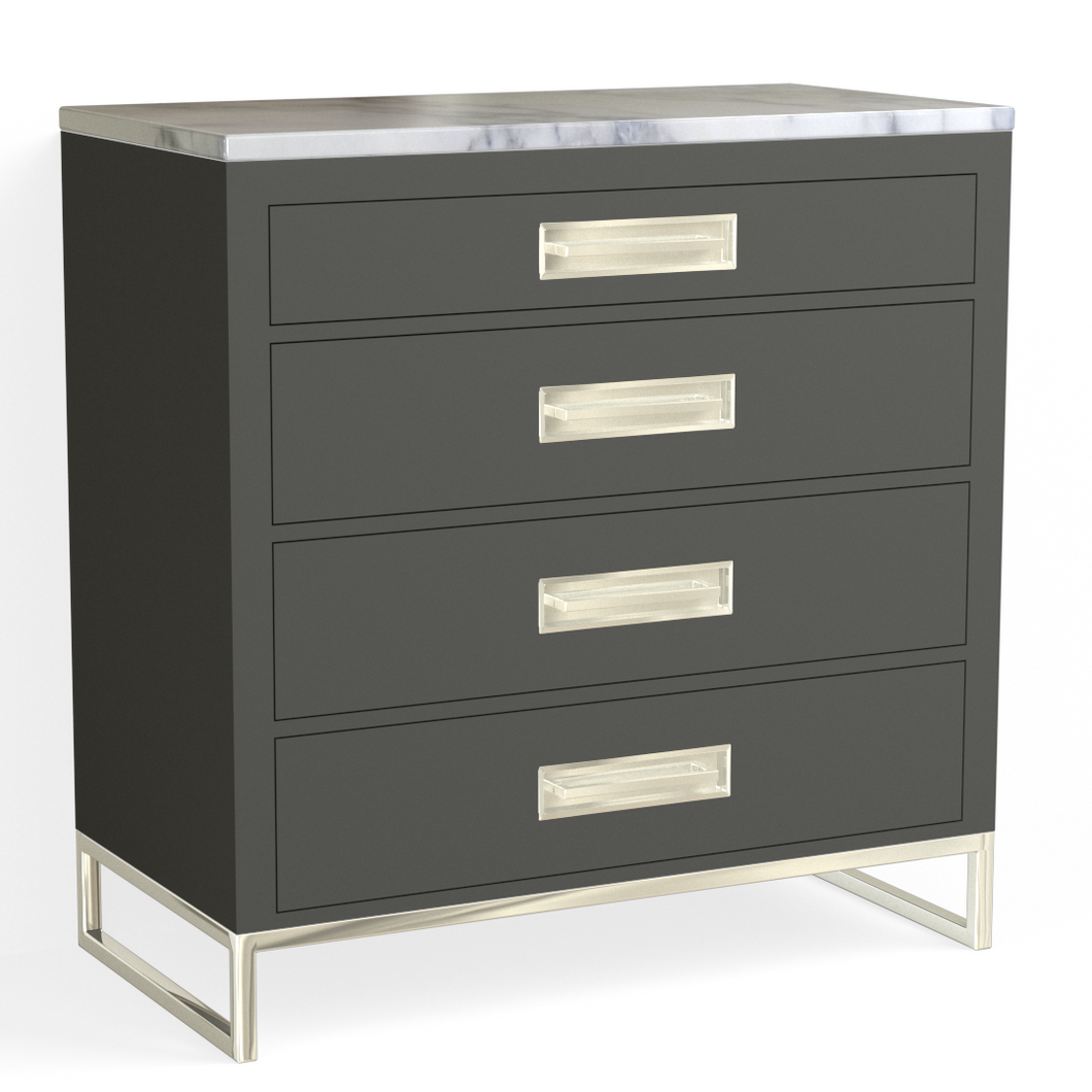 Edwin 4 Drawer Dresser-Polished Nickel and Harbor Grey