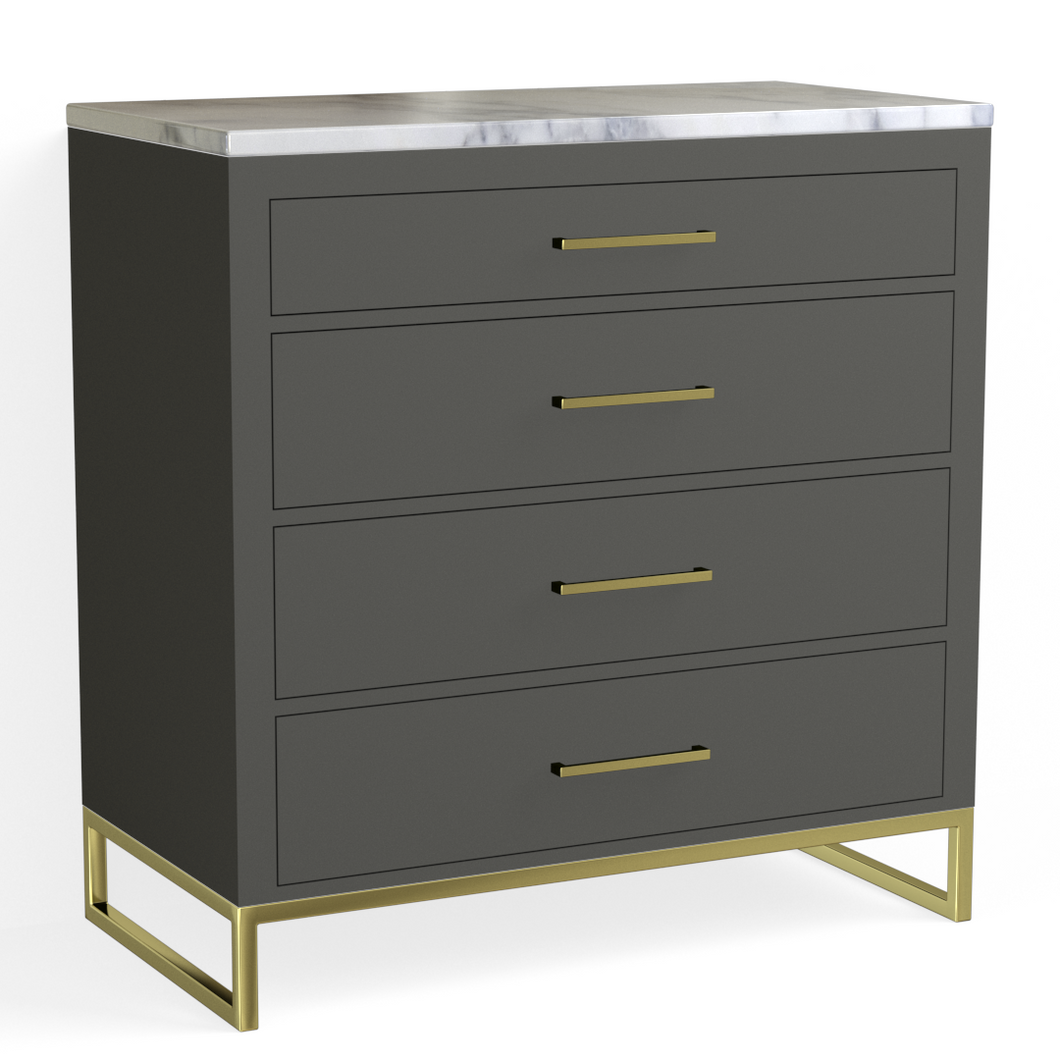 Edwin 4 Drawer Dresser-Satin Brass and Harbor Grey