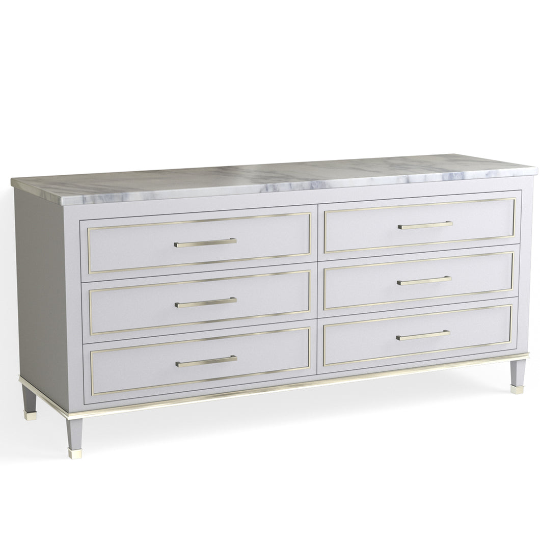 Henley 6 Drawer Dresser-Polished Nickel and Silverstream