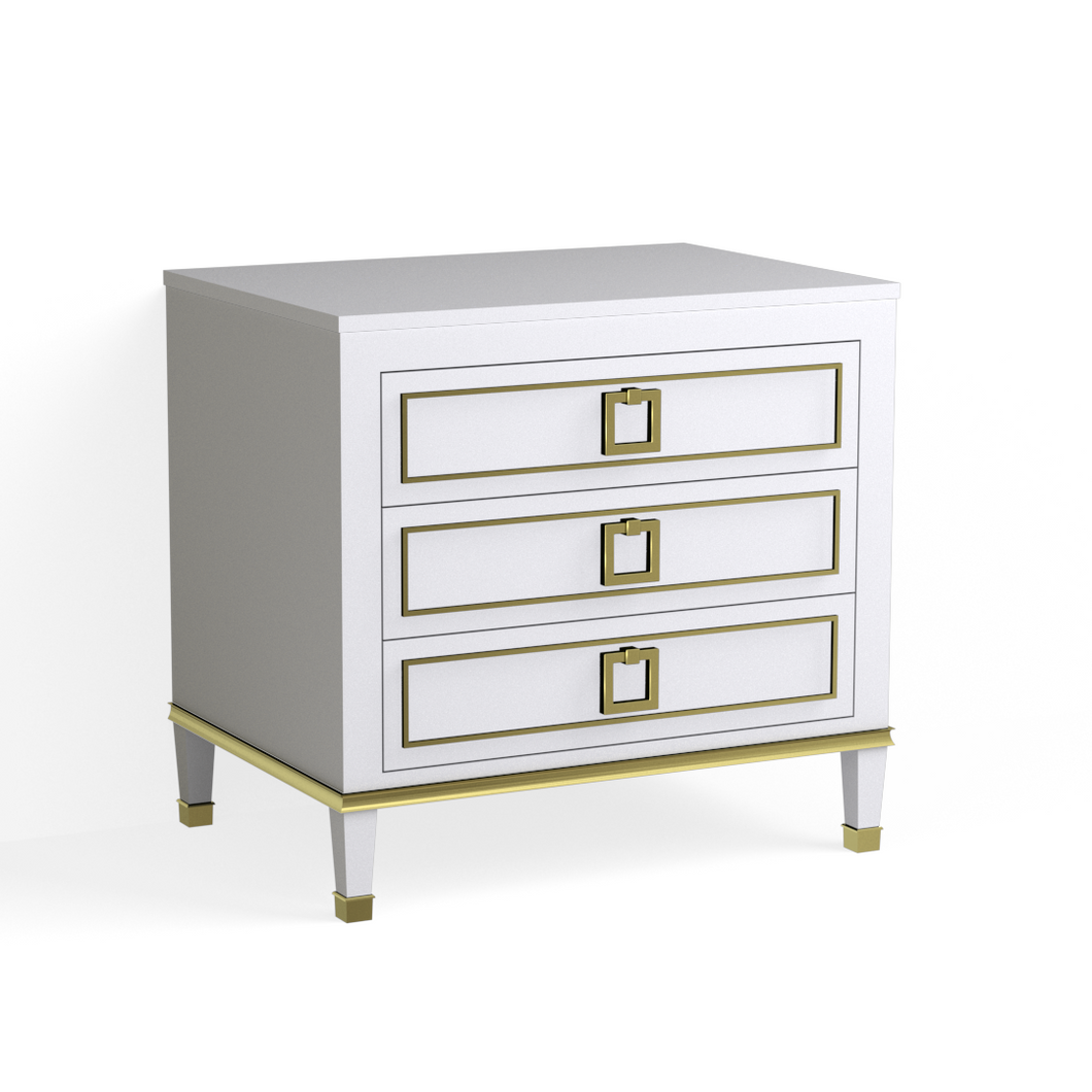 Henley Closed Nightstaind-Satin Brass and Silverstream