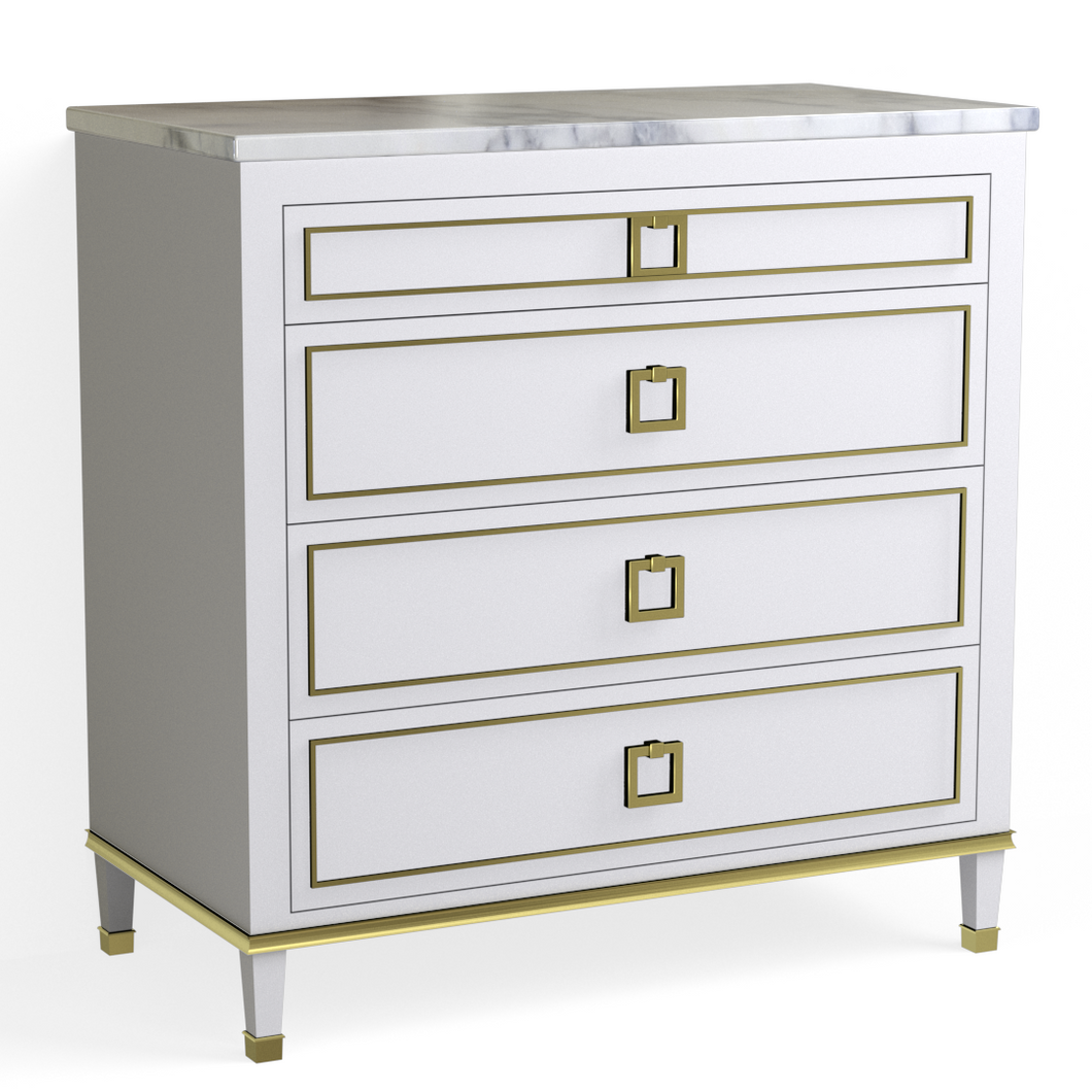 Henley 4 Drawer Dresser-Satin Brass and Silverstream