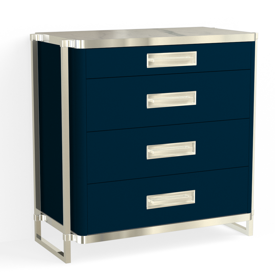 blue 4 drawer dresser Hand-Painted Blue Floral 4-Drawer Chest main image 0