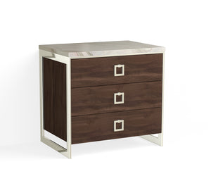 Alton Closed Nightstand-Polished Nickel and English Walnut
