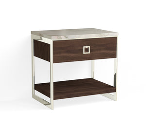 Alton Open Nightstand-Polished Nickel and English Walnut