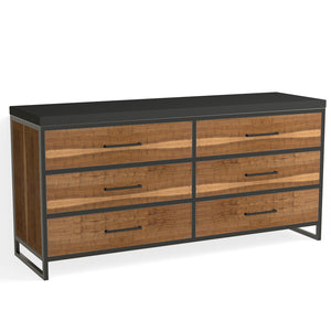 Winston 6 Drawer Dresser-Matte Black and Natural Walnut The Furniture Guild Winston 6 Drawer Dresser-Matte Black and Natural Walnut The Furniture Guild
