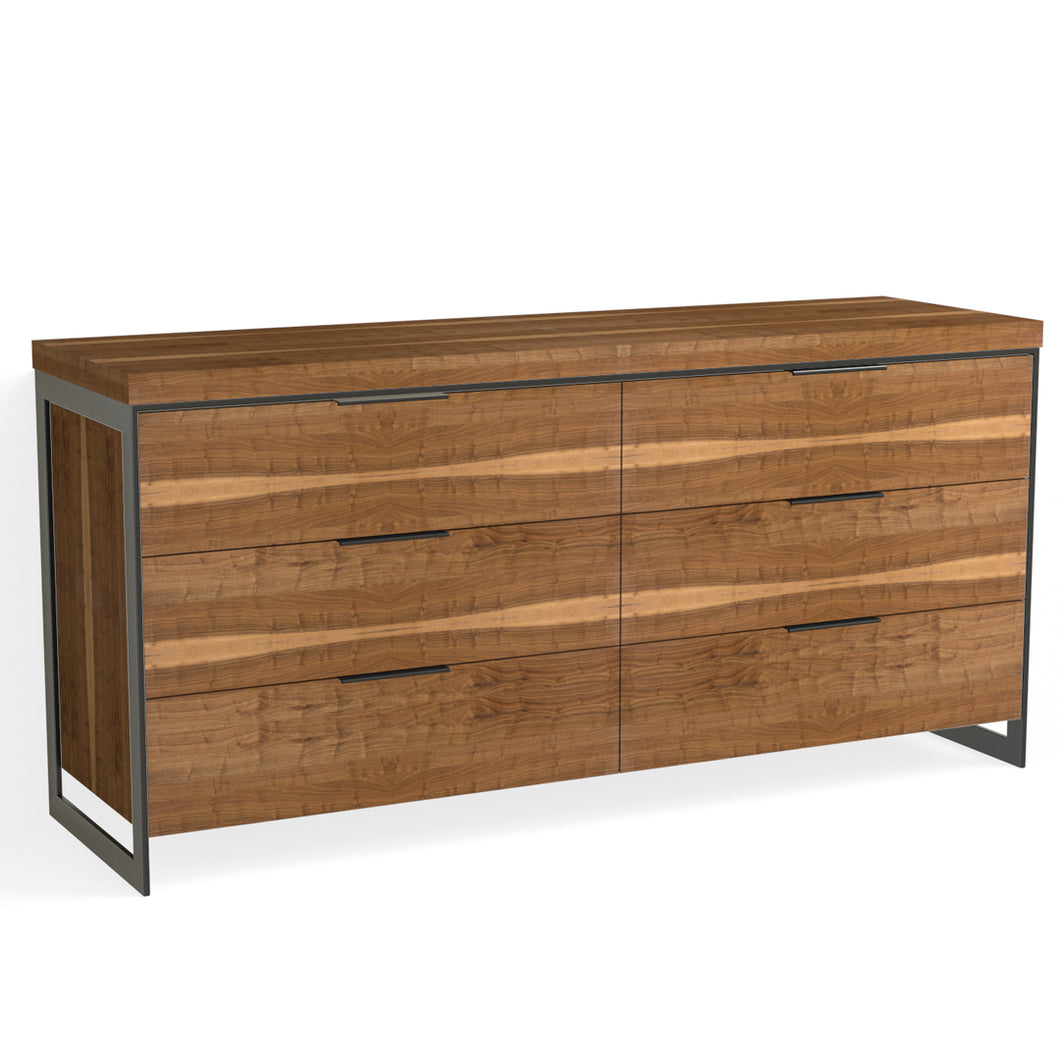 Alton 6 Drawer Dresser-Matte Black and Natural Walnut