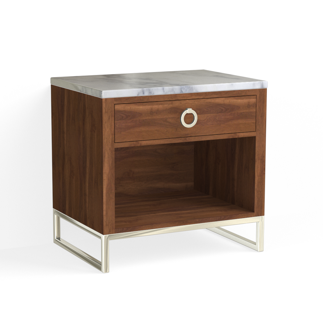 Edwin Open Nightstand-Polished Nickel and French Walnut
