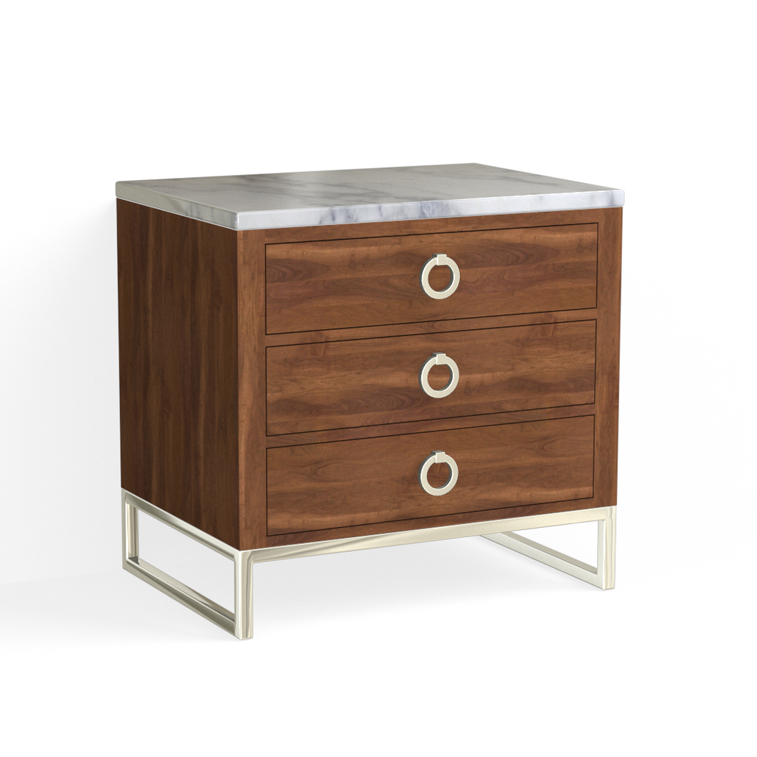 Edwin Closed Nightstand-Polished Nickel and French Walnut