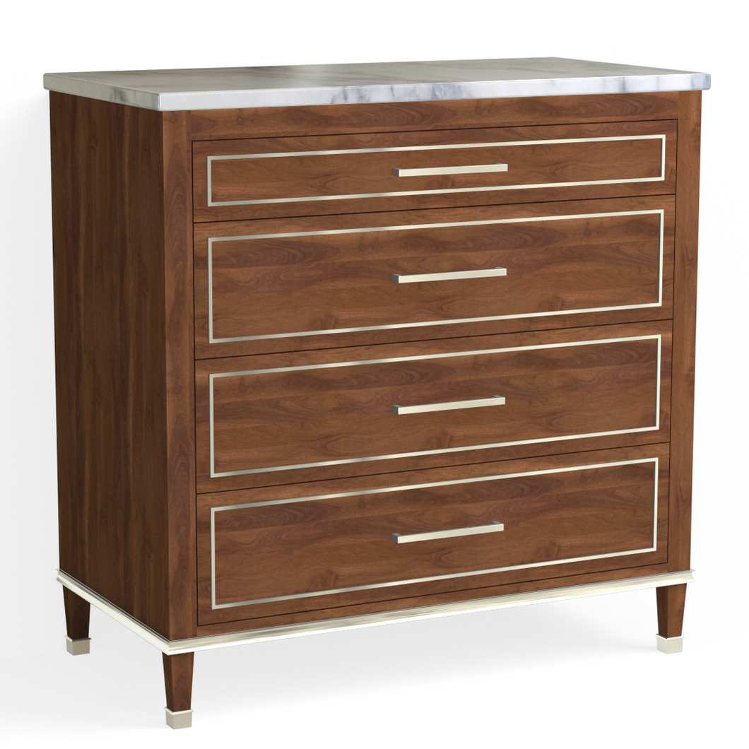 Henley 4 Drawer Dresser-Polished Nickel and French Walnut