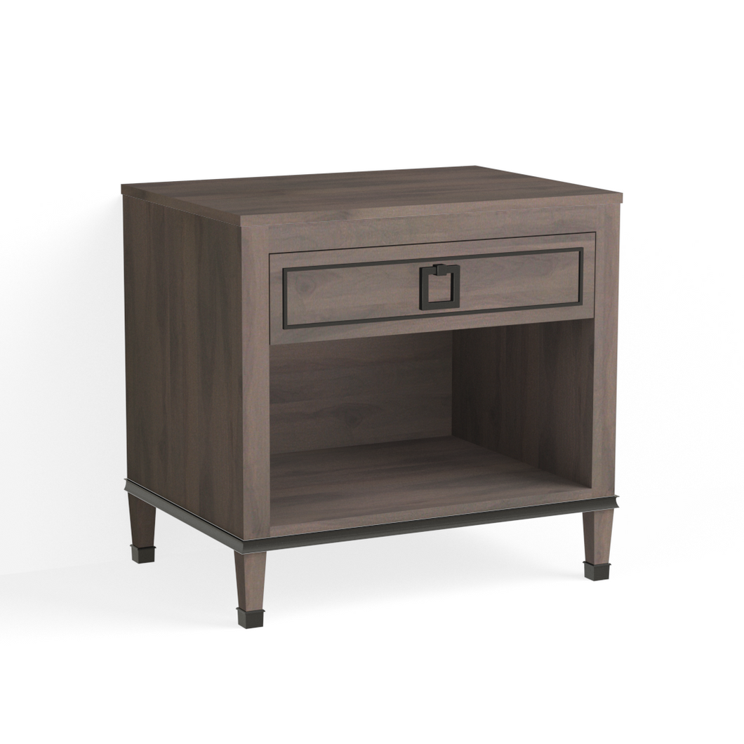 Henley Open Nightstand-Matte Black and Granite Walnut