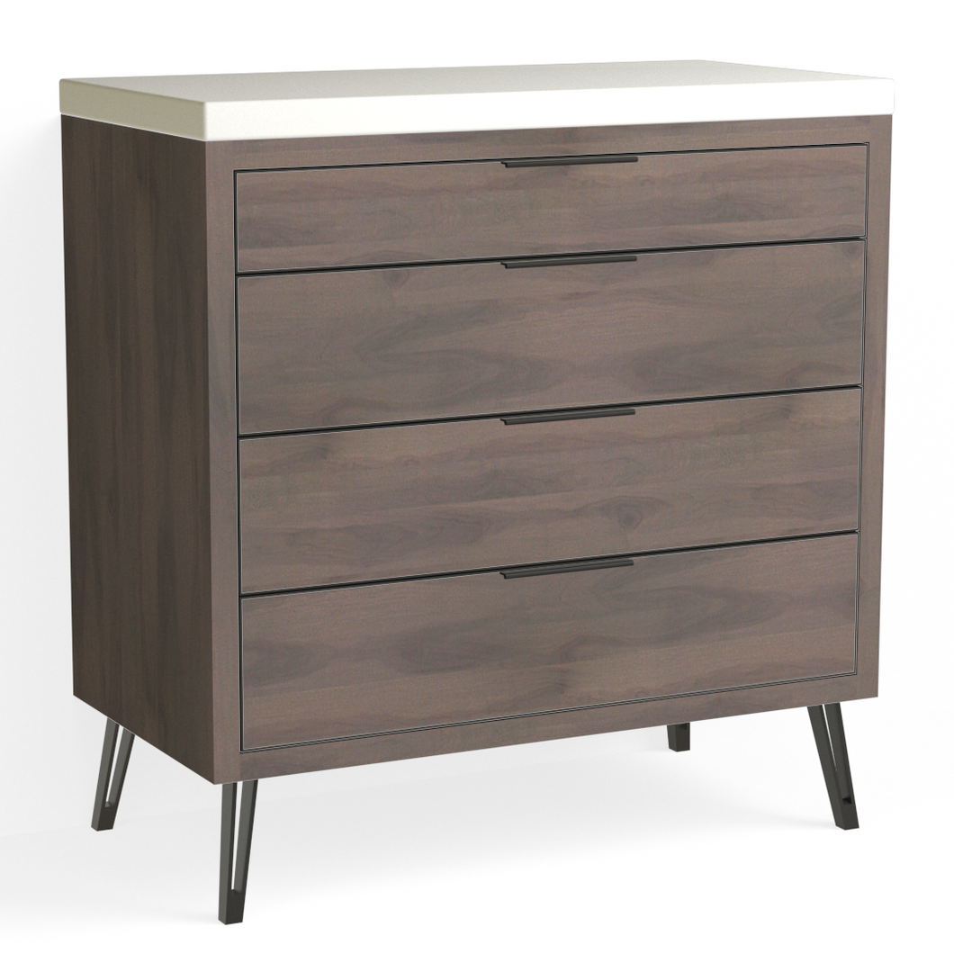 Josie 4 Drawer Dresser-Matte Black and Granite Walnut