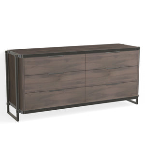 Lucas 6 Drawer Dresser-Matte Black and Granite Walnut