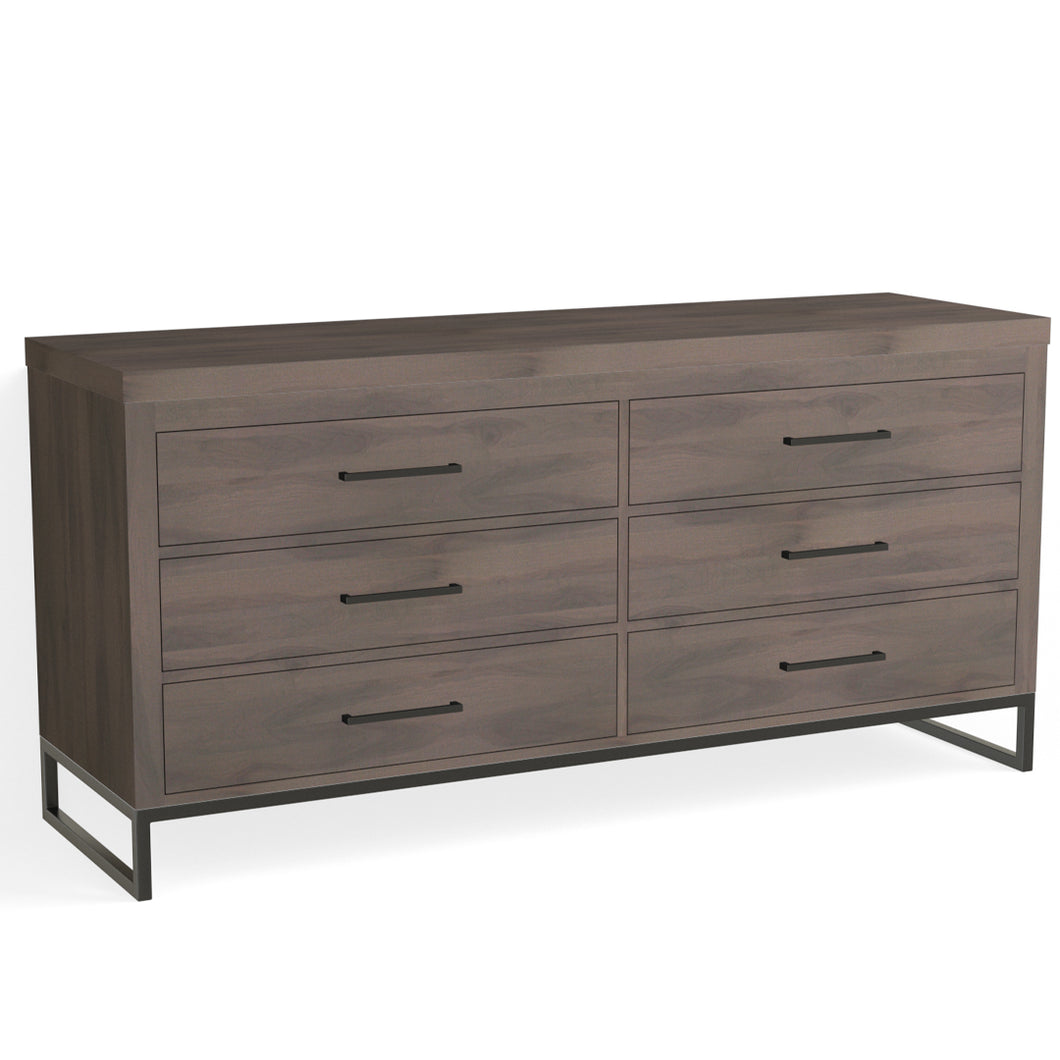 Edwin 6 Drawer Dresser-Matte Black and Granite Walnut