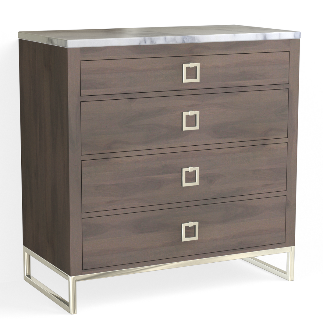 Edwin 4 Drawer Dresser-Polished Nickel and Granite Walnut