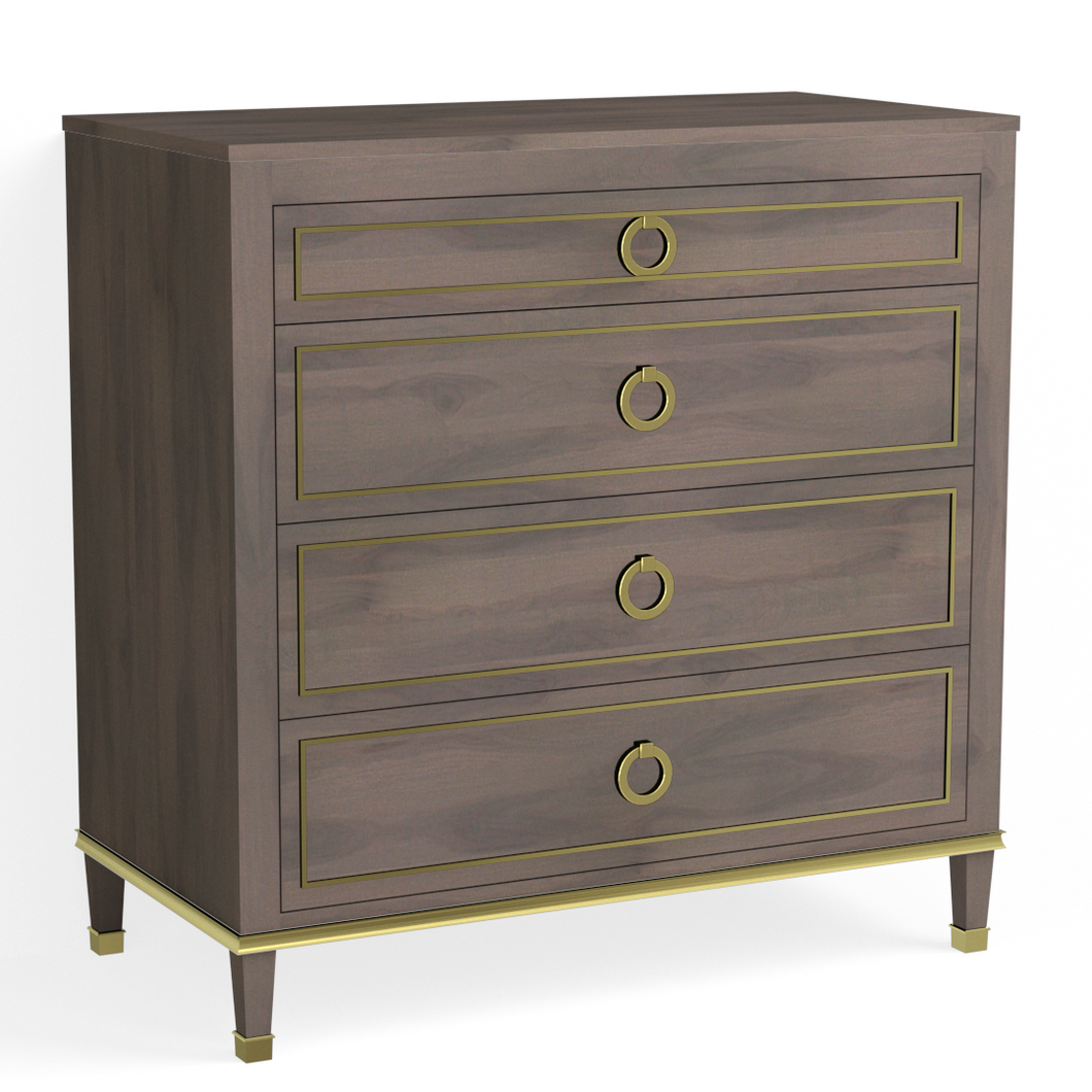 Henley 4 Drawer Dresser-Satin Brass and Granite Walnut