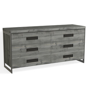 Alton 6 Drawer Dresser-Matte Black and Grey Reclaimed Oak