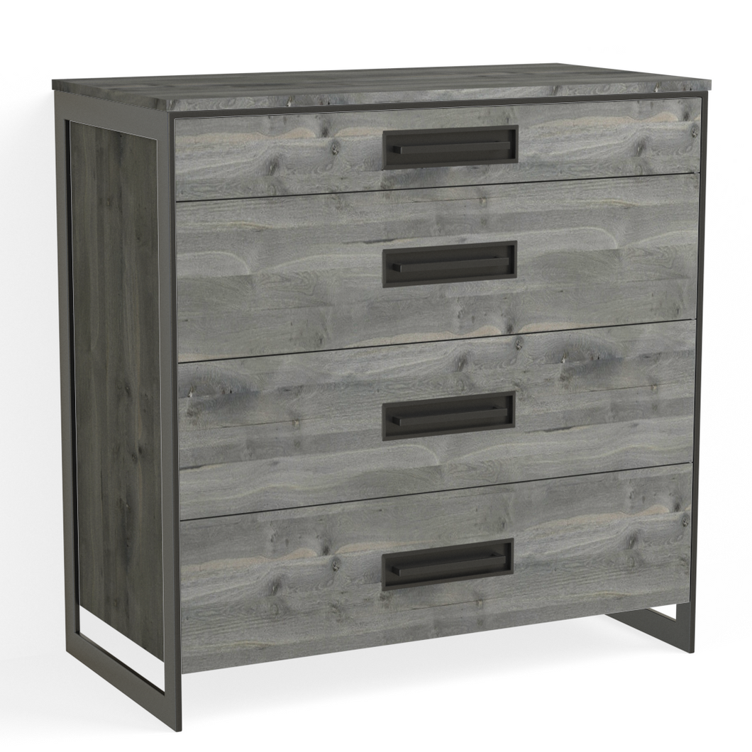 Alton 4 Drawer Dresser-Matte Black and Grey Reclaimed Oak The Furniture Guild Alton 4 Drawer Dresser-Matte Black and Grey Reclaimed Oak The Furniture Guild