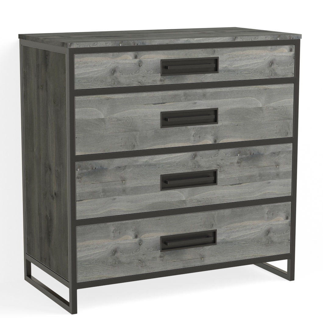 Winston 4 Drawer Dresser-Matte Black and Grey Reclaimed Oak