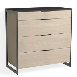 Alton 4 Drawer Dresser-Matte Black and  Cerused Oak