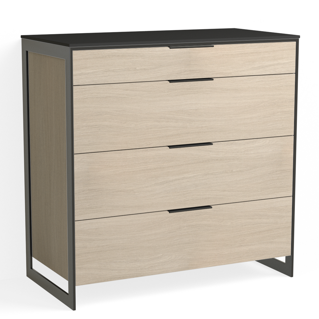 Alton 4 Drawer Dresser-Matte Black and  Cerused Oak