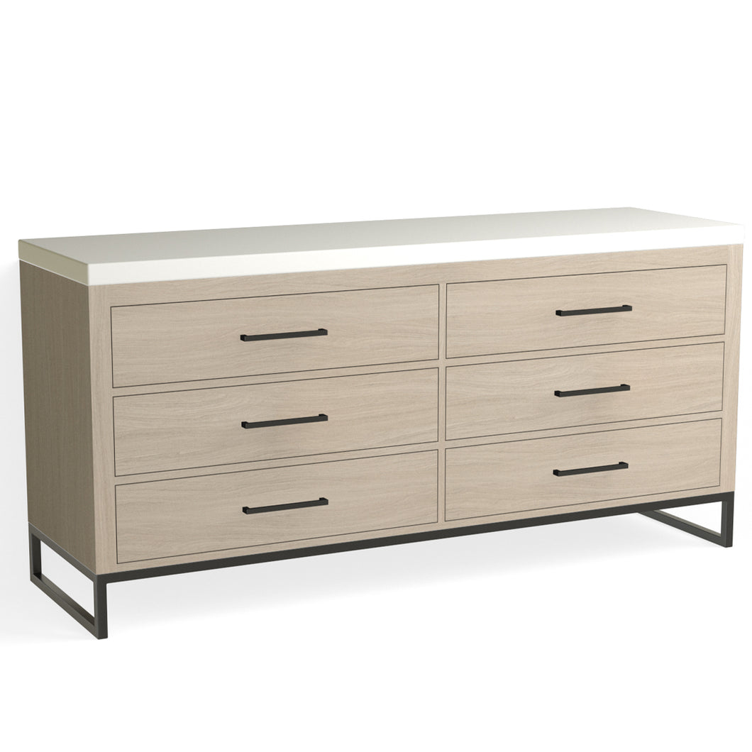 Edwin 6 Drawer Dresser-Matte Black and Cerused Oak