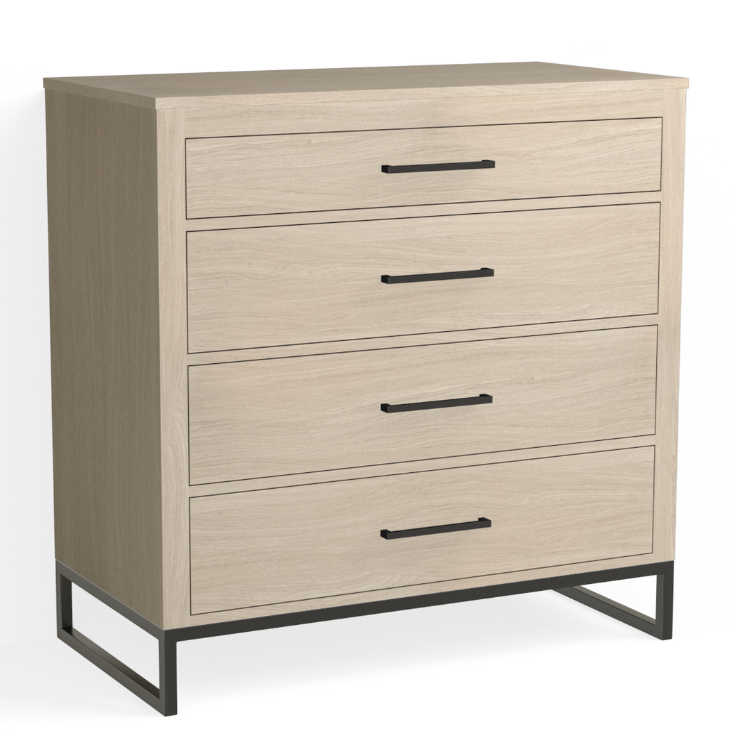 Edwin 4 Drawer Dresser-Matte Black and Cerused Oak