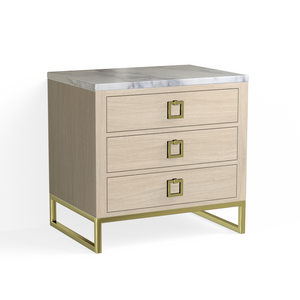 Edwin Closed Nightstand-Satin Brass and Cerused Oak