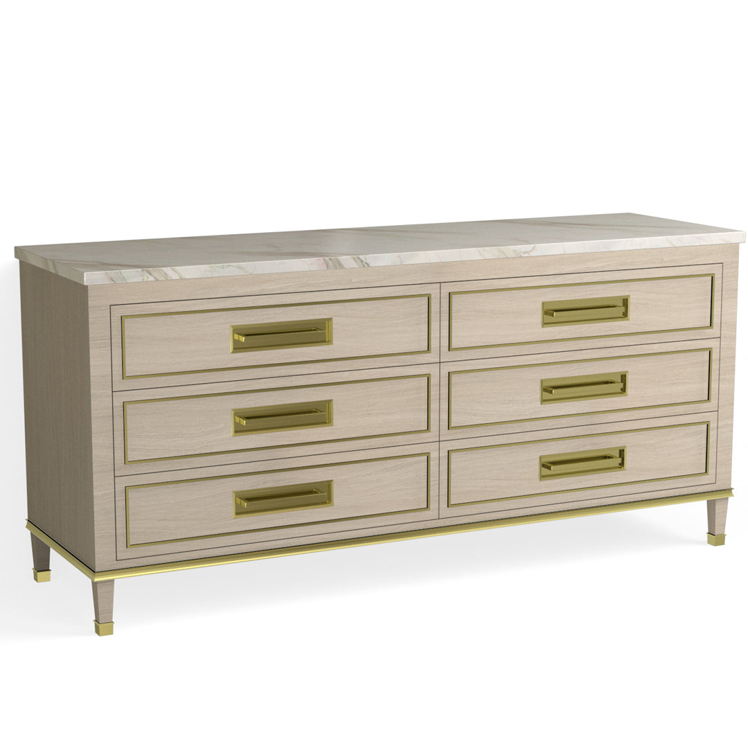 gold dress dior Henley 6 Drawer Dresser-Satin Brass and Cerused Oak – The Furniture Guild