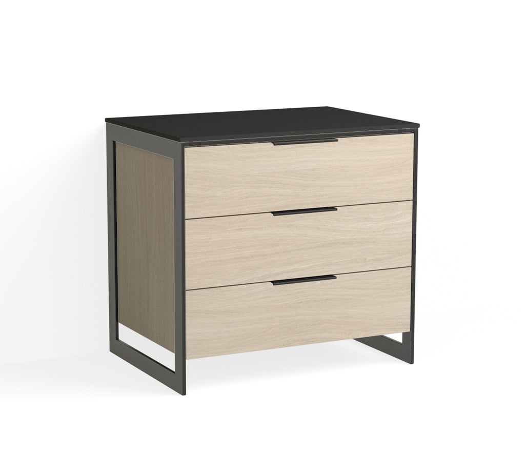 Alton Closed Nightstand- Matte Black and Cerused Oak