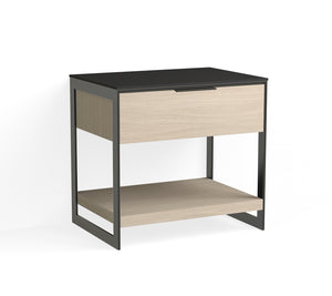 Alton Open Nightstand-Matte Black and Cerused Oak