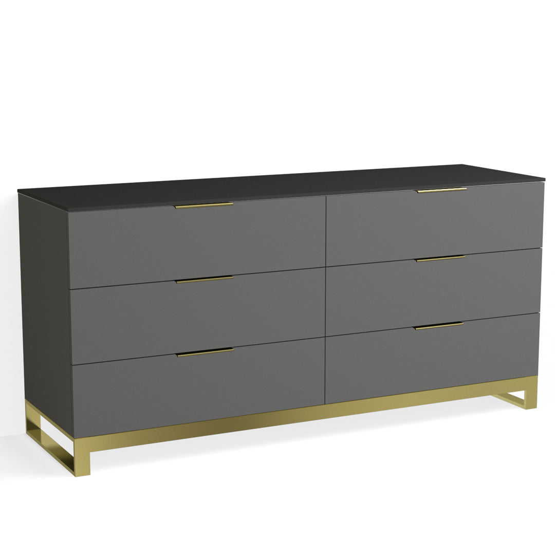 Riva 6 Drawer Dresser-Bromo Grey Fenix