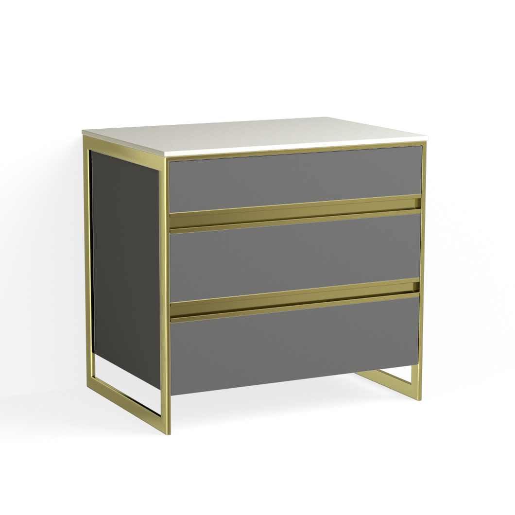 Avento Closed Nightstand-Satin Brass and Bromo Grey Fenix