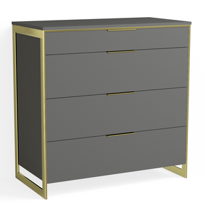 Alton 4 Drawer Dresser-Satin Brass and Bromo Grey Fenix
