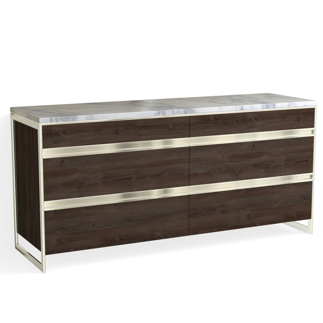 Avento 6 Drawer Dresser-Polished Nickel and Ashlin