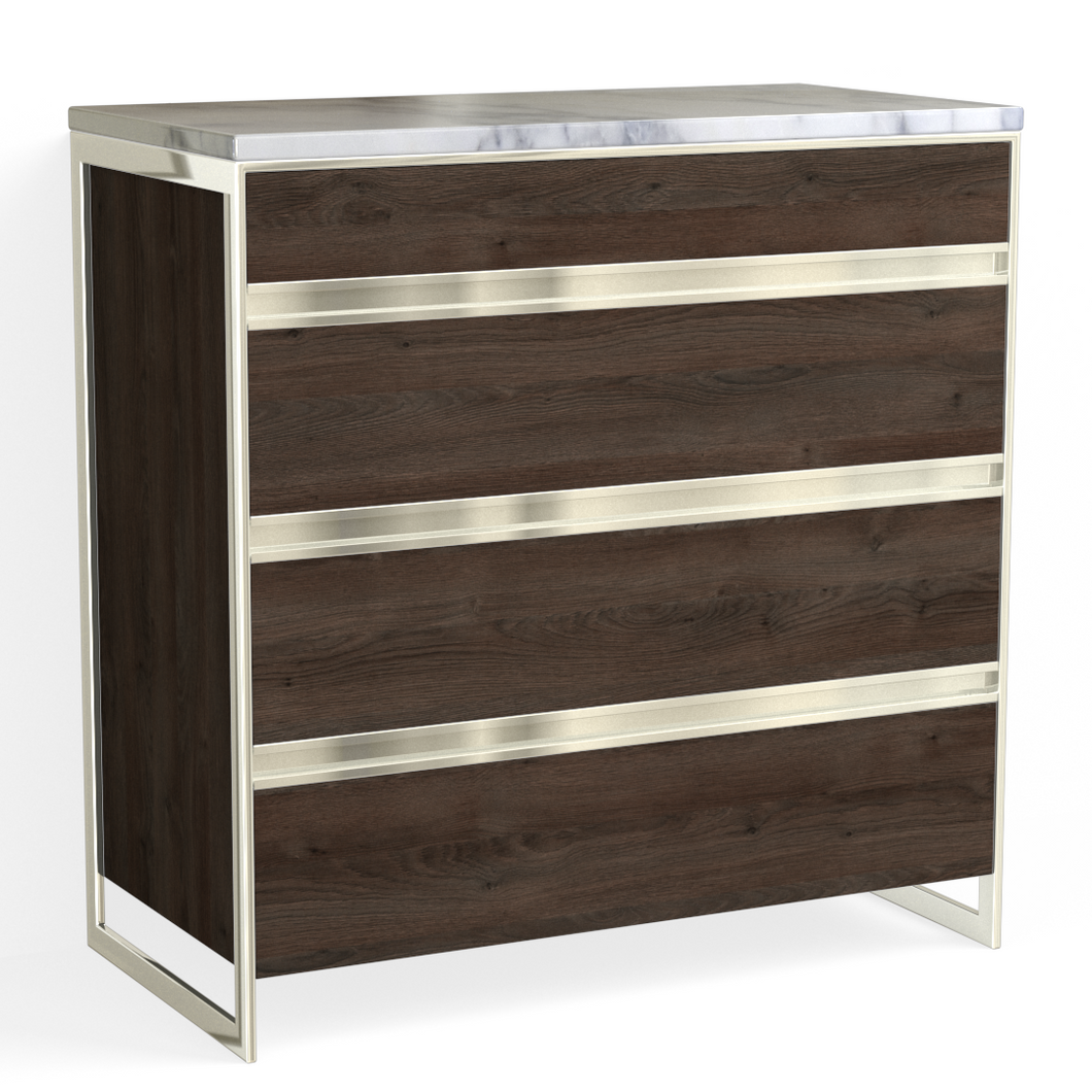 Avento 4 Drawer Dresser-Polished Nickel and Ashlin