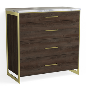 Alton 4 Drawer Dresser-Satin Brass and Ashlin