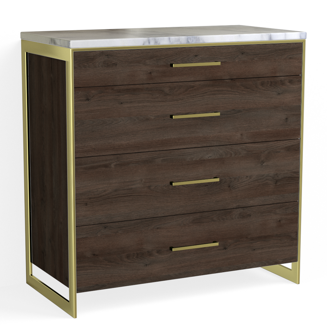 Alton 4 Drawer Dresser-Satin Brass and Ashlin