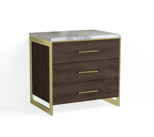 Alton Closed Nightstand-Satin Brass and Ashlin
