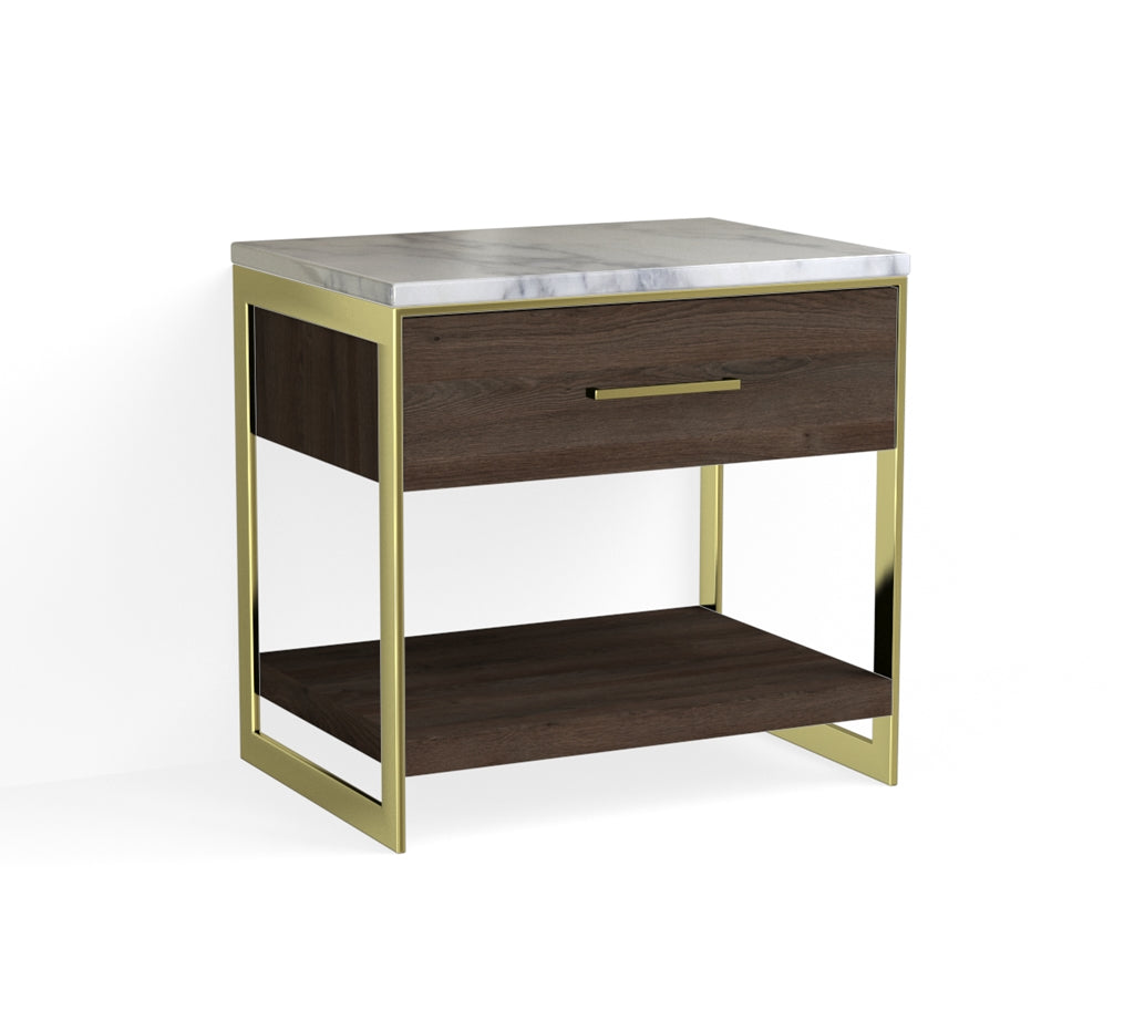 Alton Open Nightstand-Satin Brass and Ashlin