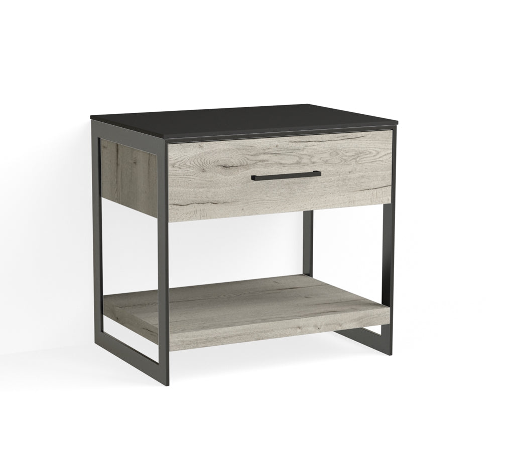 Alton Open Nightstand-Matte Black and Truffle
