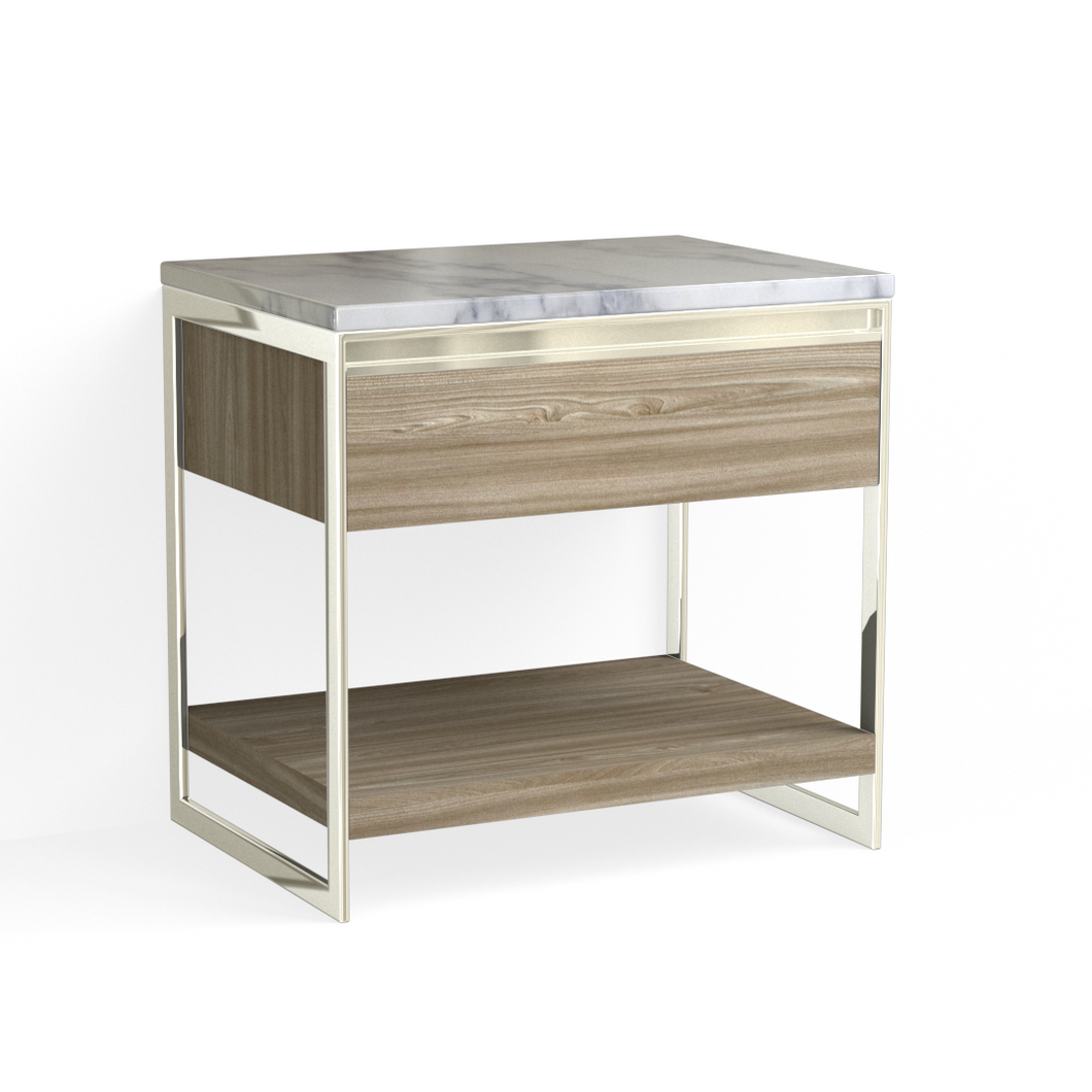 Avento Open Nightstand-Polished Nickel and Nimbus