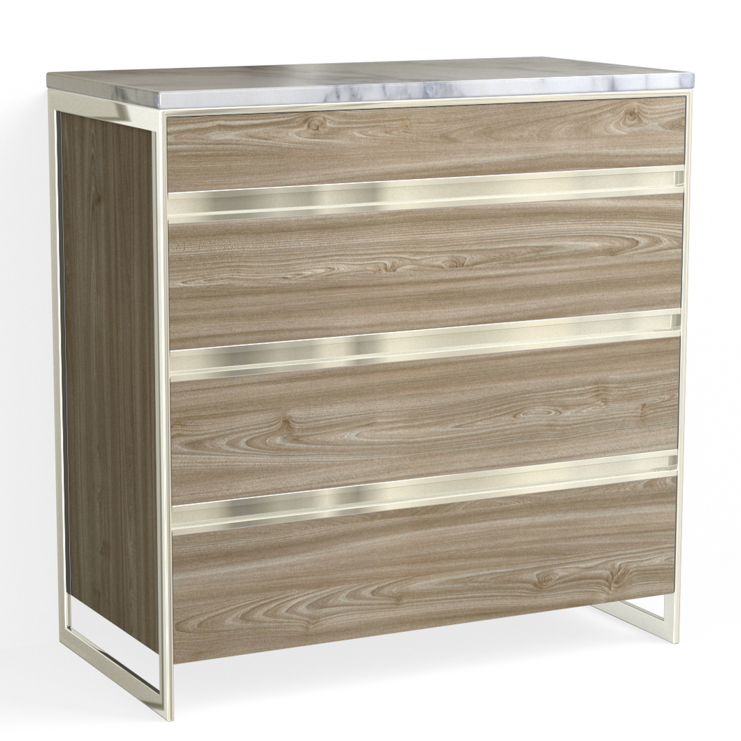 Avento 4 Drawer Dresser-Polished Nickel and Nimbus