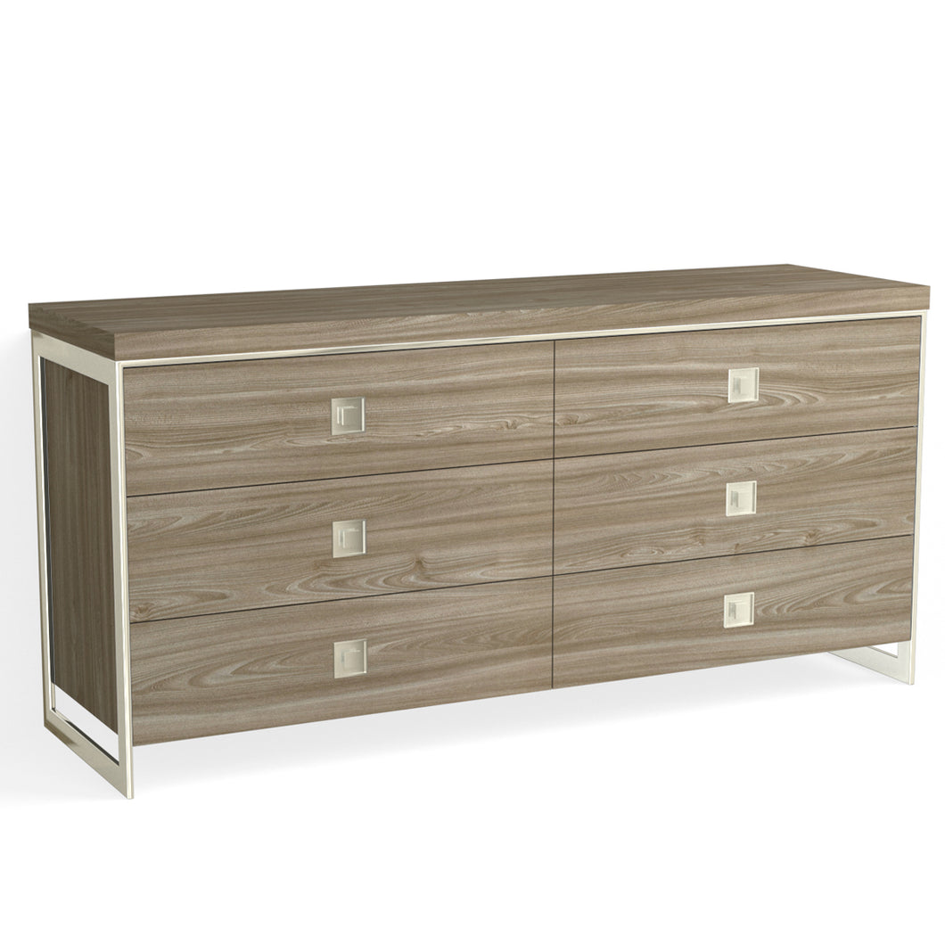 Alton 6 Drawer Dresser-Polished Nickel and Nimbus
