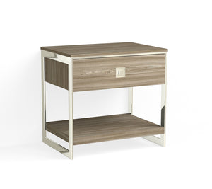 Alton Open Nightstand-Polished Nickel and Nimbus