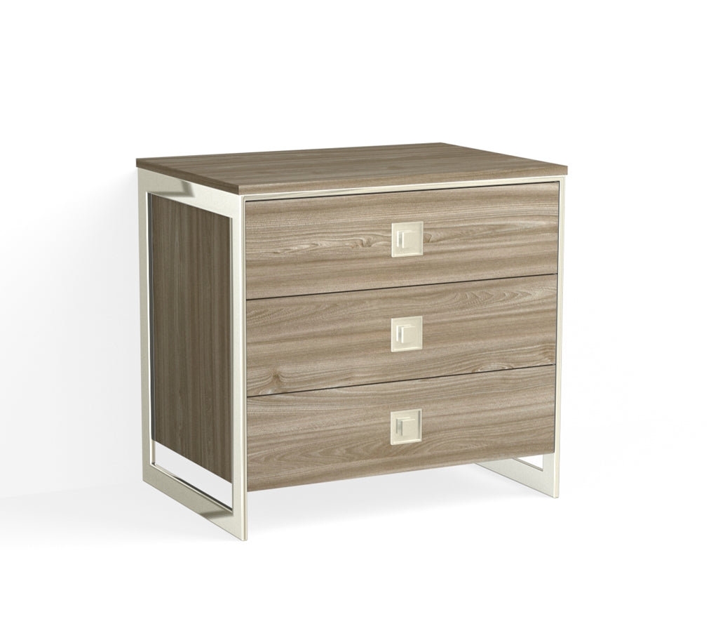 Alton Closed Nightstand - Polished Nickel and Nimbus