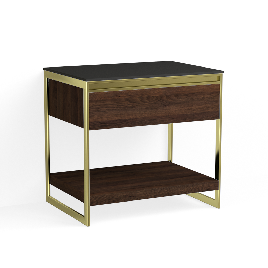 Avento Open Nightstand-Satin Brass and Russet